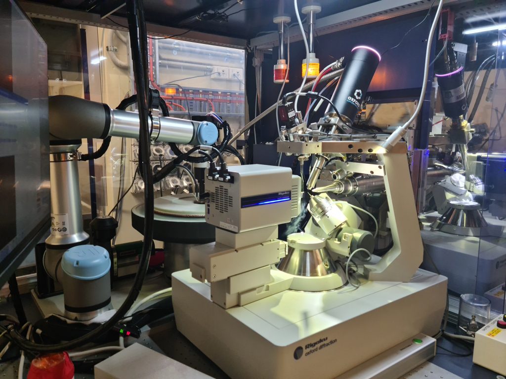 Rigaku Oxford Diffraction Synergy Custom featuring sample loading robot, cryo sample handling and HyPix 6000HE HPC detector.